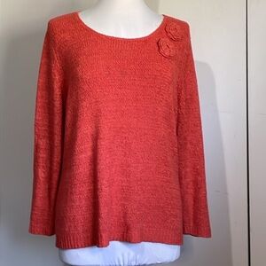 elementz Women's Orange Long Sleeve Pull Over Vintage Sweater Sz XL